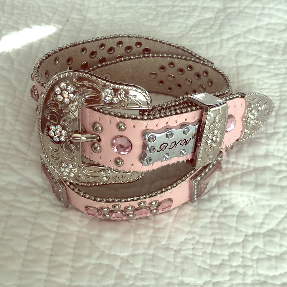 BHW Pink Rhinestone Belt Girls XS